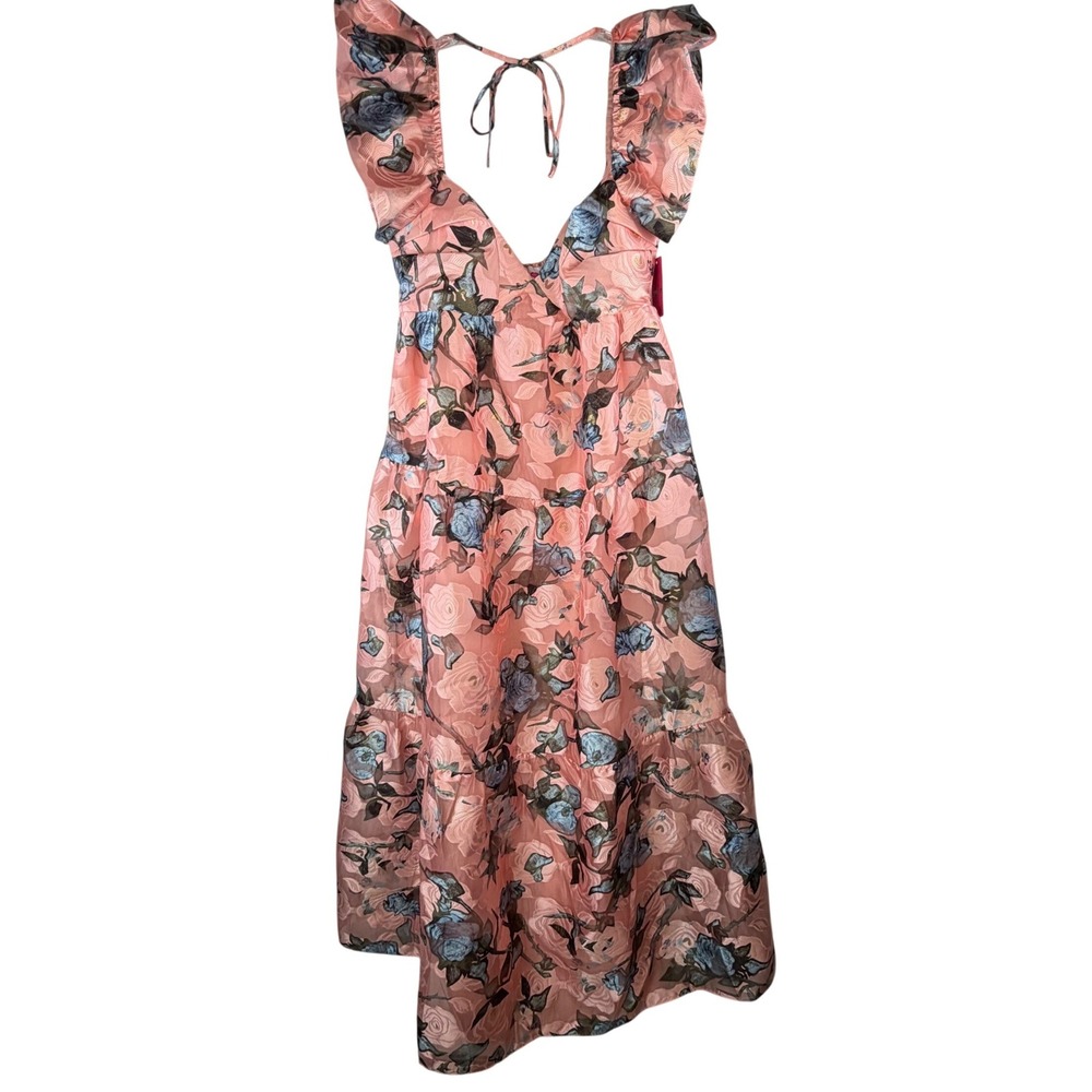 BuddyLove‎ Lily Floral Organza Maxi Dress NWT Peach Gold Tiered Romantic M